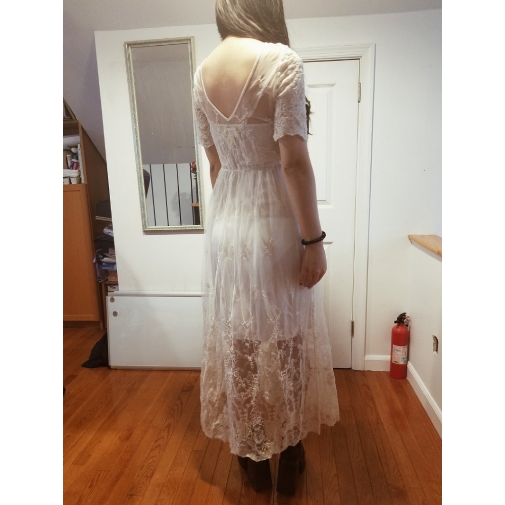 Lacy White Dress with a Slip